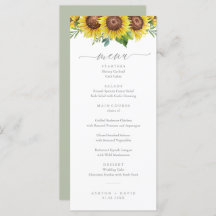 Elegant Watercolor Solros Bröllop Menu