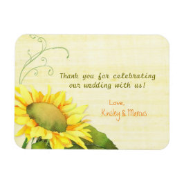 Elegant Watercolor Solros Bröllop Tack Magnet