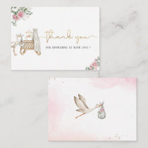 Elegant Watercolor Stork Flicka Guld Rosa Flor