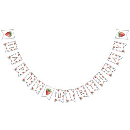 Elegant Watercolor Strawberry Berry Grattis på föd Vimplar