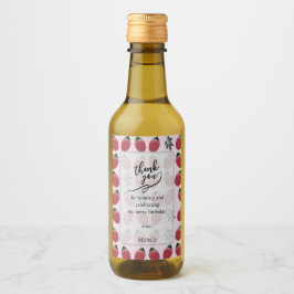 Elegant Watercolor Strawberry Birthday Bröllop Vinetikett