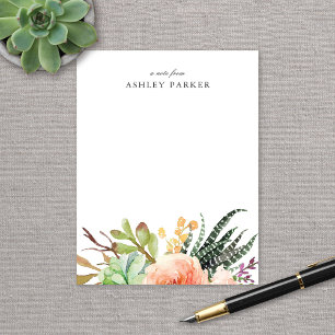 Elegant Watercolor Succulent Personlig Notecard OSA Kort
