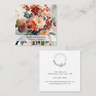Elegant Watercolor Summer Flowers Din Logotyp Fyrkantigt Visitkort