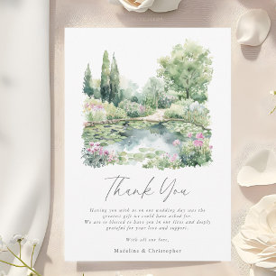 Elegant Watercolor Summer Garden Landscape Bröllop Tack Kort