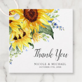 Elegant Watercolor Sunblommor Bröllop Tack Gåvor Etiketter