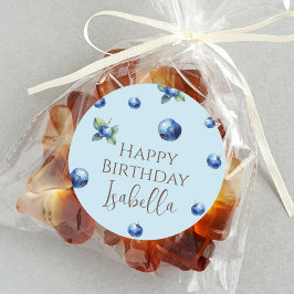 Elegant Watercolor Sweet Blue Berry Grattis på föd Runt Klistermärke