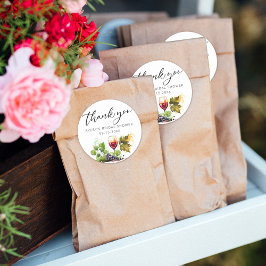 Elegant Watercolor Tack Vintastning  Runt Klistermärke