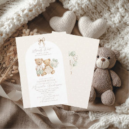 Elegant Watercolor Teddy Bear gender reveal Baby S Inbjudningar