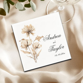 Elegant Watercolor Terracota Pampas Grass Bröllop Pappersservett