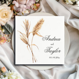 Elegant Watercolor Terracota Pampas Grass Bröllop Pappersservett