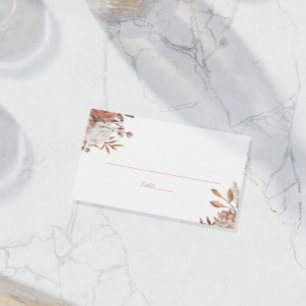 Elegant Watercolor Terracotta Blommigt Bröllop Placeringskort