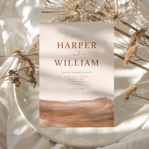 Elegant Watercolor Terracotta Boho Bröllop Inbjudningar