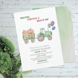 Elegant Watercolor Tractor Pumpkins Baby Shower Inbjudningar
