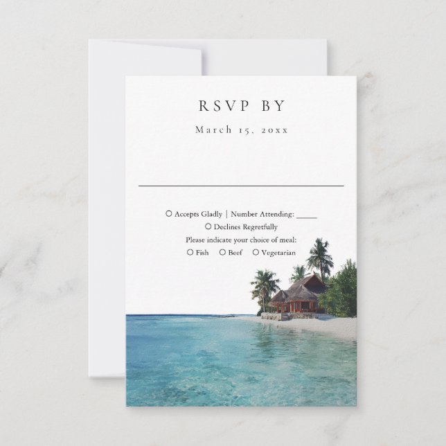 Elegant Watercolor Tropical Beach Wedding OSA Kort (Framsida)