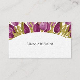 Elegant Watercolor Tulip Flowers Professiona Visitkort