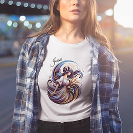 Elegant Watercolor Våg Zodiac Anpassningsbar T Shirt