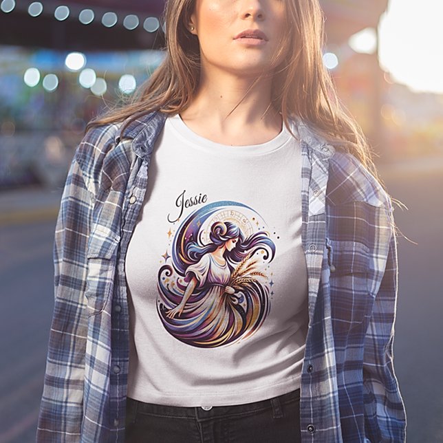 Elegant Watercolor Våg Zodiac Anpassningsbar T Shirt (Skapare uppladdad)