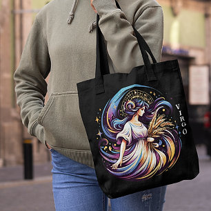 Elegant Watercolor Våg Zodiac Black Tygkasse