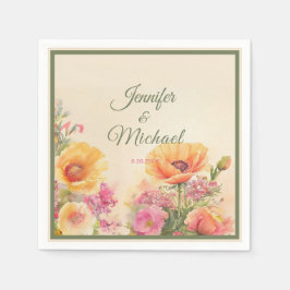 Elegant Watercolor Vår bröllop Pappersservett