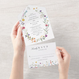 Elegant Watercolor Vild Flowers Blommigt Bröllop