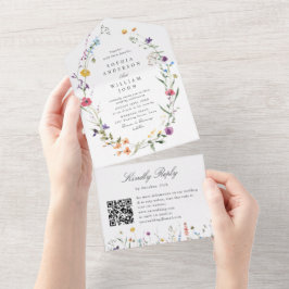 Elegant Watercolor Vild Flowers Blommigt Bröllop