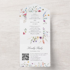 Elegant Watercolor Vild Flowers Blommigt Bröllop