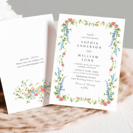 Elegant Watercolor Vild Flowers Blommigt Bröllop Inbjudningar