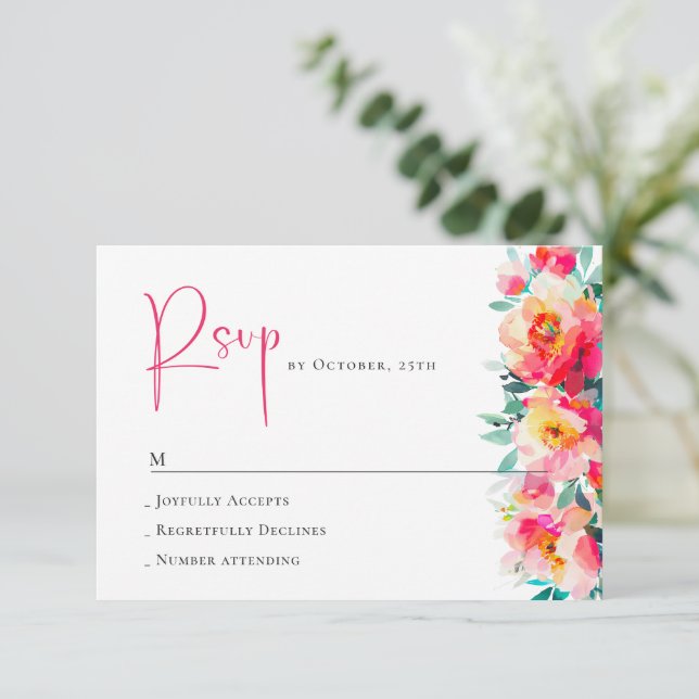 Elegant Watercolor Vild Flowers Blommigt Bröllop OSA Kort (Stående Fram)