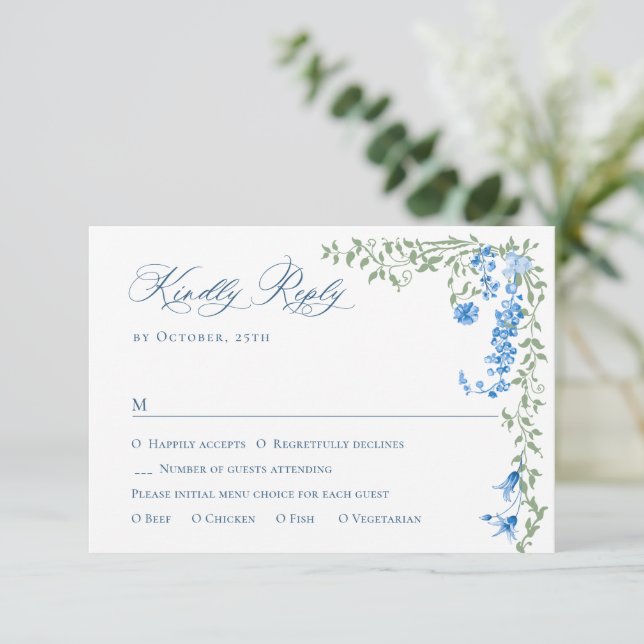 Elegant Watercolor Vild Flowers Blommigt Bröllop OSA Kort (Stående Fram)