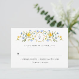 Elegant Watercolor Vild Flowers Blommigt Bröllop OSA Kort