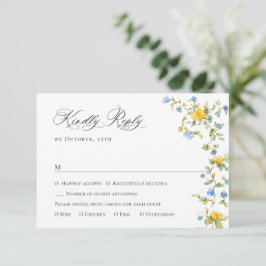 Elegant Watercolor Vild Flowers Blommigt Bröllop OSA Kort