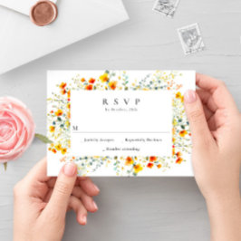 Elegant Watercolor Vild Flowers Blommigt Bröllop OSA Kort