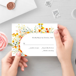 Elegant Watercolor Vild Flowers Blommigt Bröllop OSA Kort
