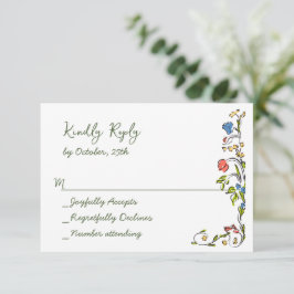 Elegant Watercolor Vild Flowers Blommigt Bröllop OSA Kort