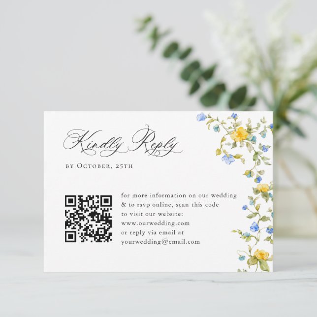 Elegant Watercolor Vild Flowers Blommigt Bröllop OSA Kort (Stående Fram)