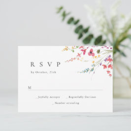 Elegant Watercolor Vild Flowers Blommigt Bröllop OSA Kort