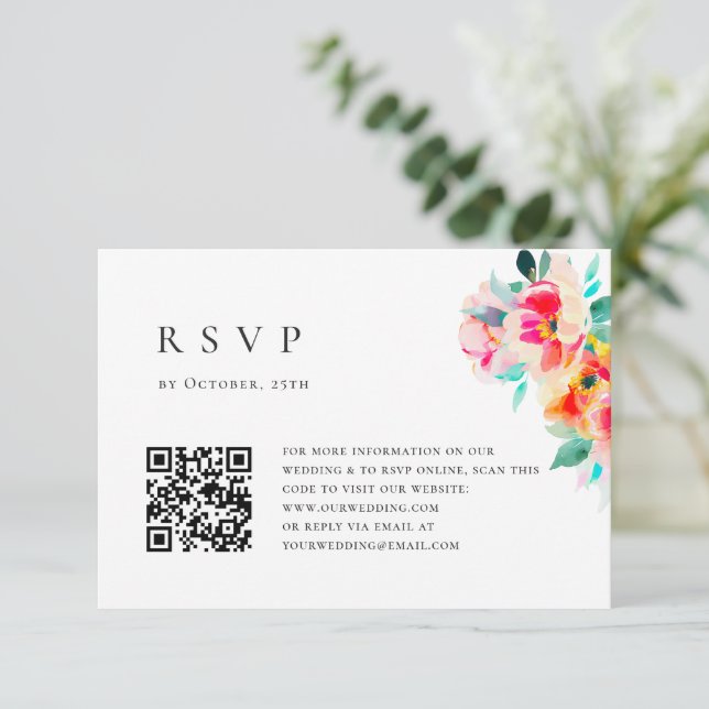 Elegant Watercolor Vild Flowers Blommigt Bröllop OSA Kort (Stående Fram)