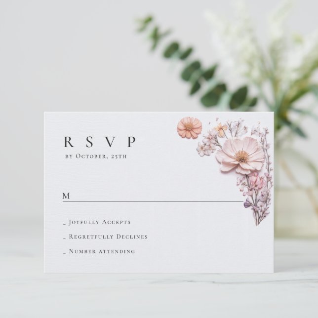 Elegant Watercolor Vild Flowers Blommigt Bröllop OSA Kort (Stående Fram)