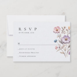 Elegant Watercolor Vild Flowers Blommigt Bröllop OSA Kort