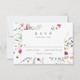 Elegant Watercolor Vild Flowers Blommigt Bröllop OSA Kort
