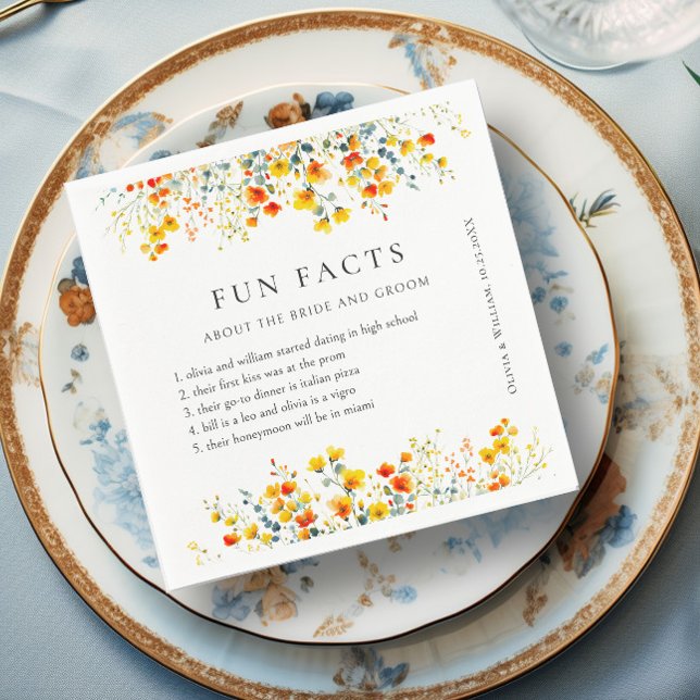 Elegant Watercolor Vild Flowers Blommigt Bröllop Pappersservett (Skapare uppladdad)