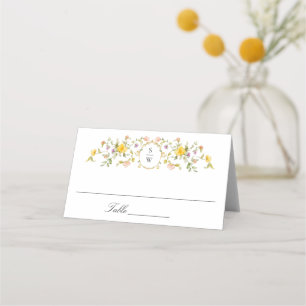 Elegant Watercolor Vild Flowers Blommigt Bröllop Placeringskort