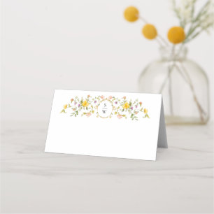 Elegant Watercolor Vild Flowers Blommigt Bröllop Placeringskort