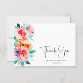 Elegant Watercolor Vild Flowers Blommigt Bröllop Tack Kort