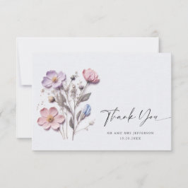 Elegant Watercolor Vild Flowers Blommigt Bröllop Tack Kort