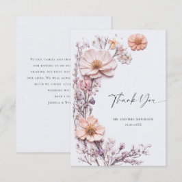 Elegant Watercolor Vild Flowers Blommigt Bröllop Tack Kort