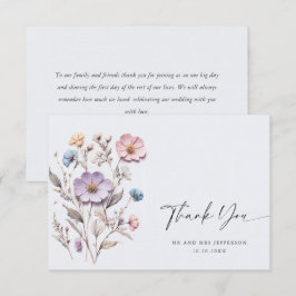 Elegant Watercolor Vild Flowers Blommigt Bröllop Tack Kort