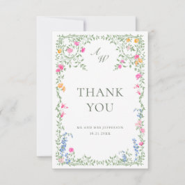 Elegant Watercolor Vild Flowers Blommigt Bröllop Tack Kort
