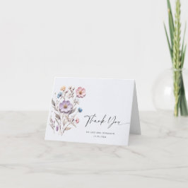 Elegant Watercolor Vild Flowers Botanical Bröllop Tack Kort