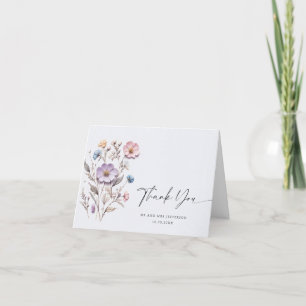 Elegant Watercolor Vild Flowers Botanical Bröllop Tack Kort